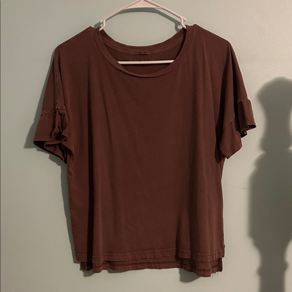 Mauve Cotton Ruffle Sleeve Women's Top - Picture 1 of 4
